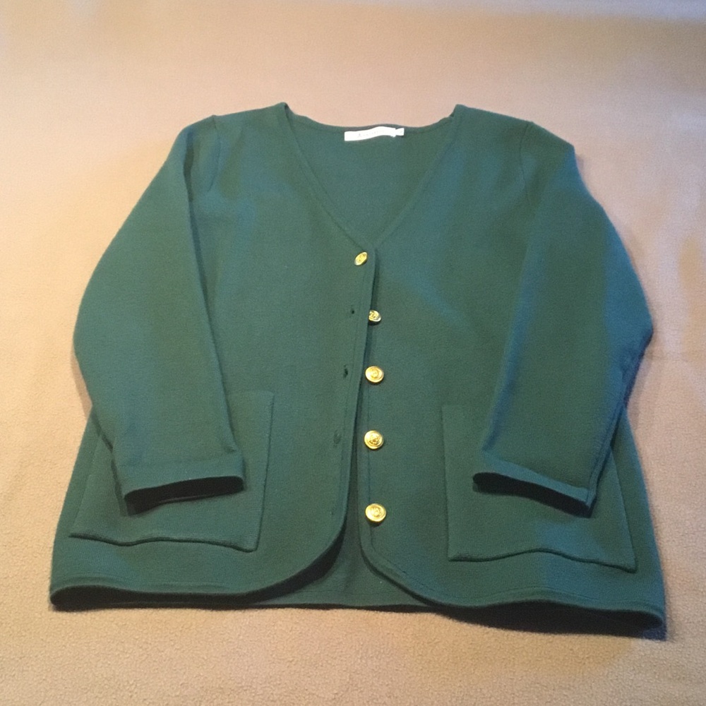 Green Women's Cardigan with Gold Buttons
